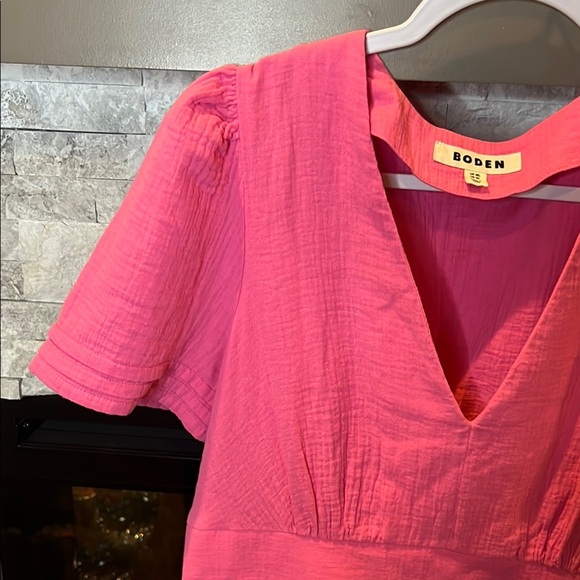 Boden Pink A Line Cotton short Sleeve Dress size 12L - Picture 4 of 16